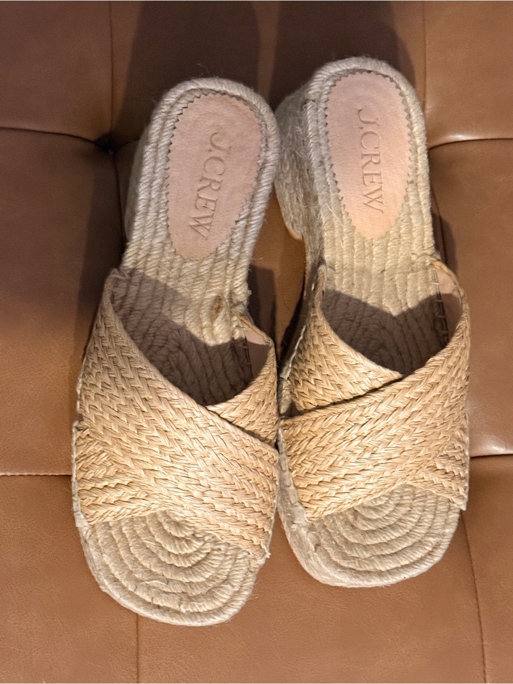 J. Crew Natural Braided Espadrille Platform Slides